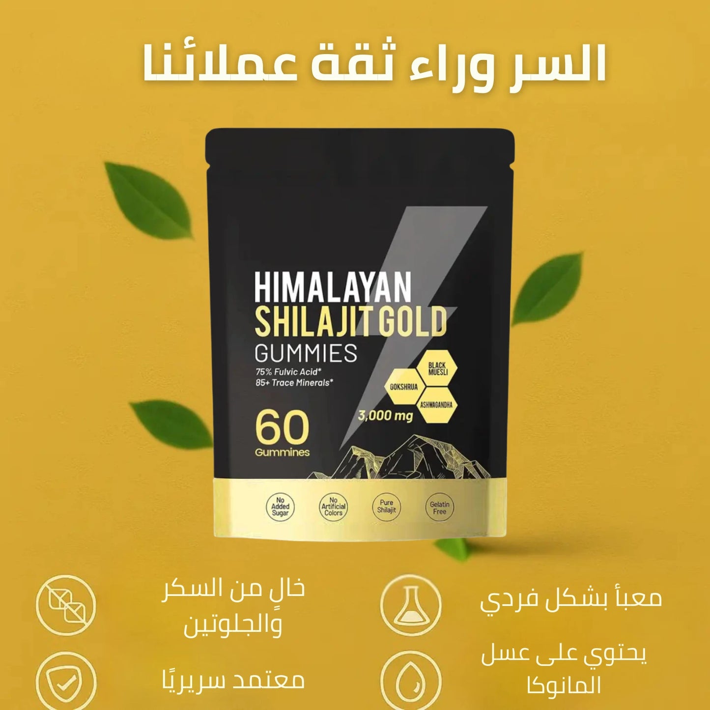 HIMALAYAN SHILAJIT GOLD – علكات الشيلاجيت الأصلية – 6 مكونات في 1 لنتائج مذهلة